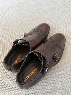 Allen Edmonds Dark Brown Double Monk Strap Leather Dress Shoes